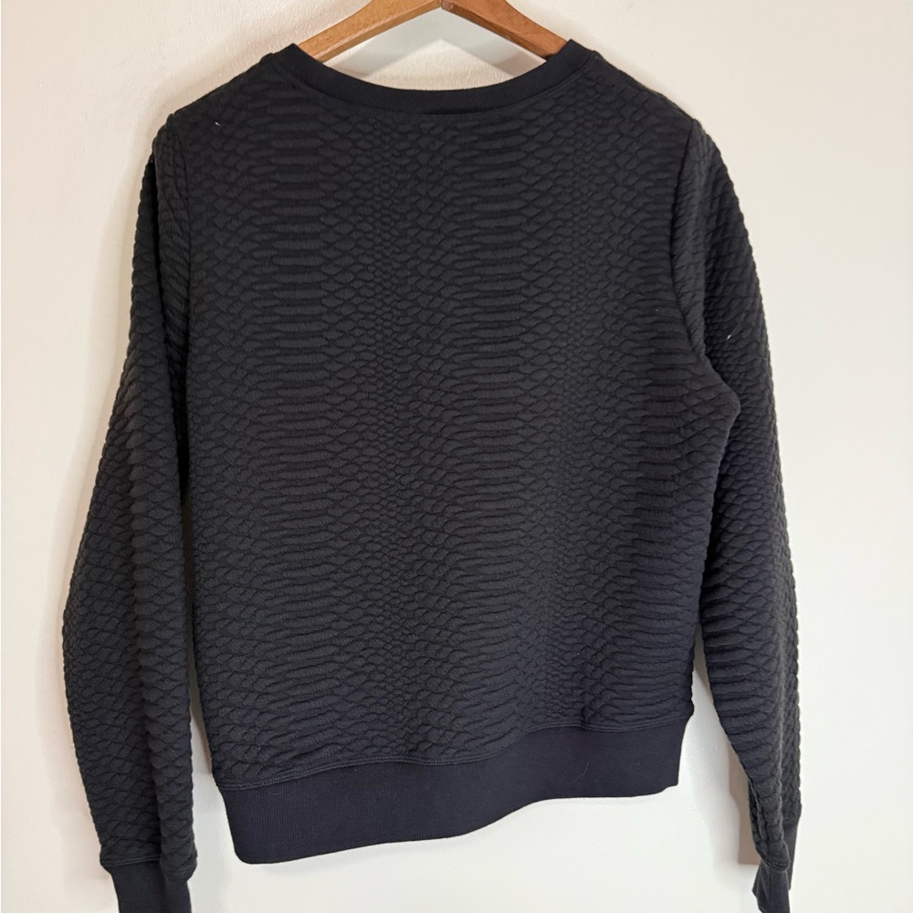 Good American NWT Black Textured Crewneck Sweatshirt In size 2 - Picture 6 of 11